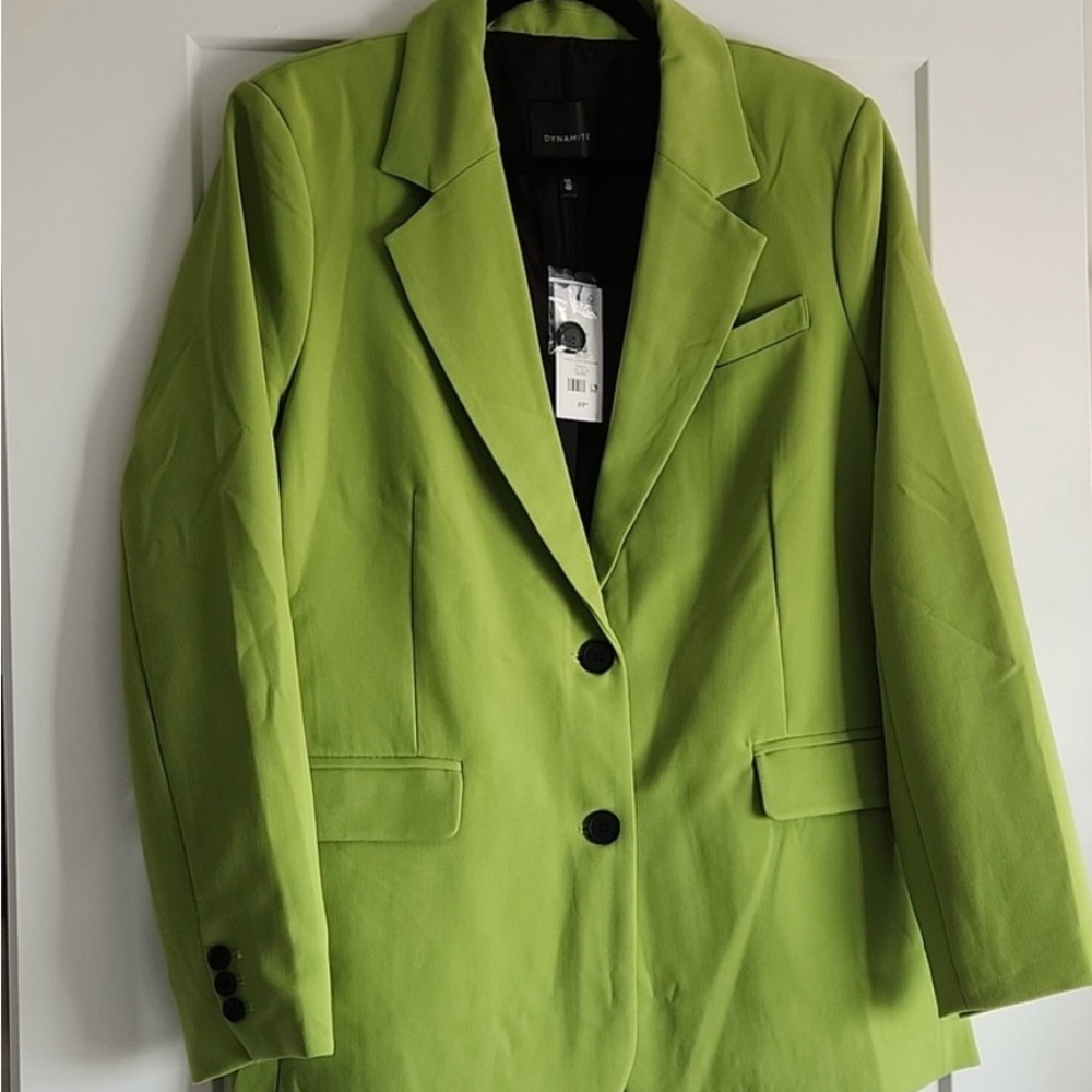 Dynamite Lime Green Single-Breasted Blazer